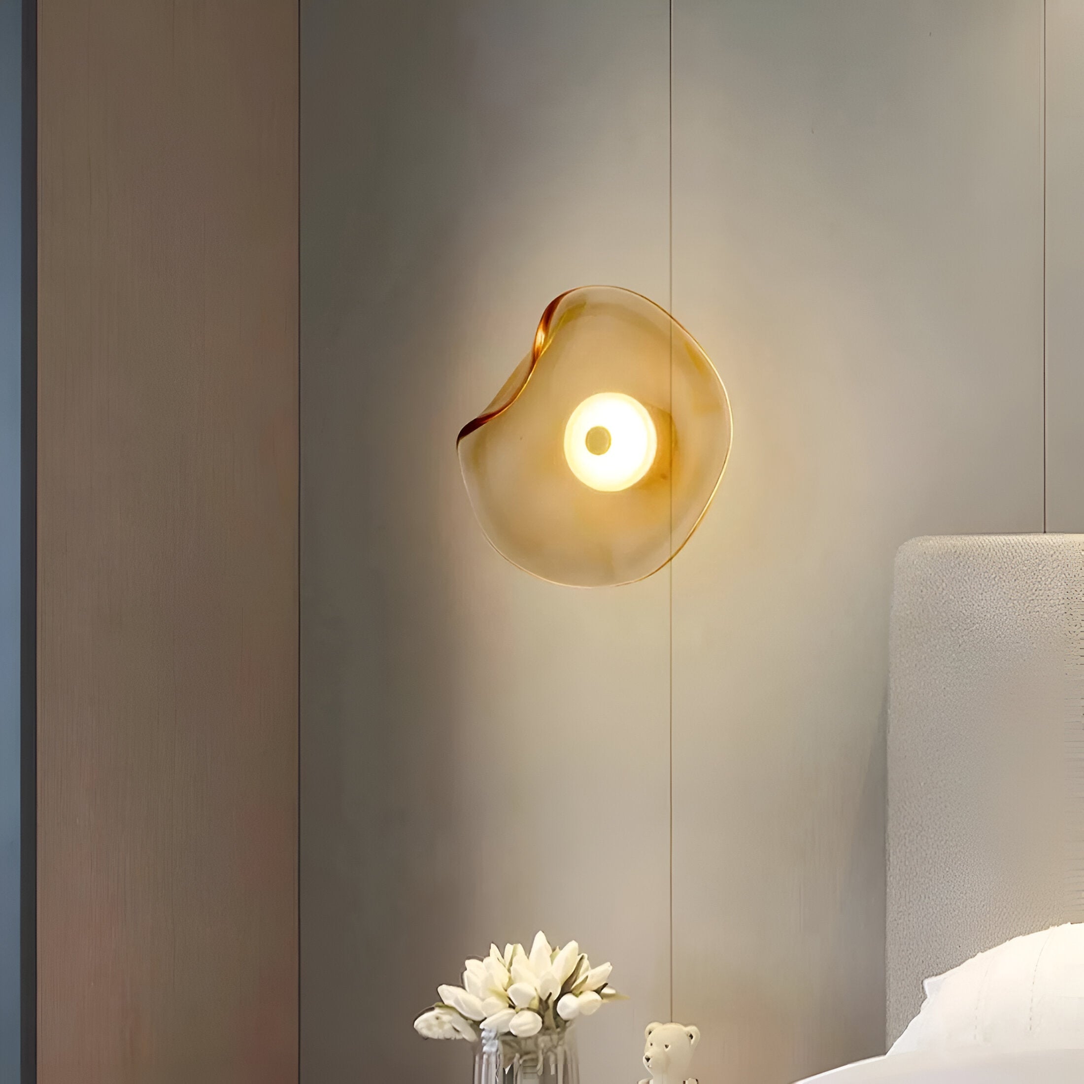 Wandlamp Gebogen Glas LED Sculpturaal Nordisch Goud Zwart 25cm Woonkamer Slaapkamer | Sansoti