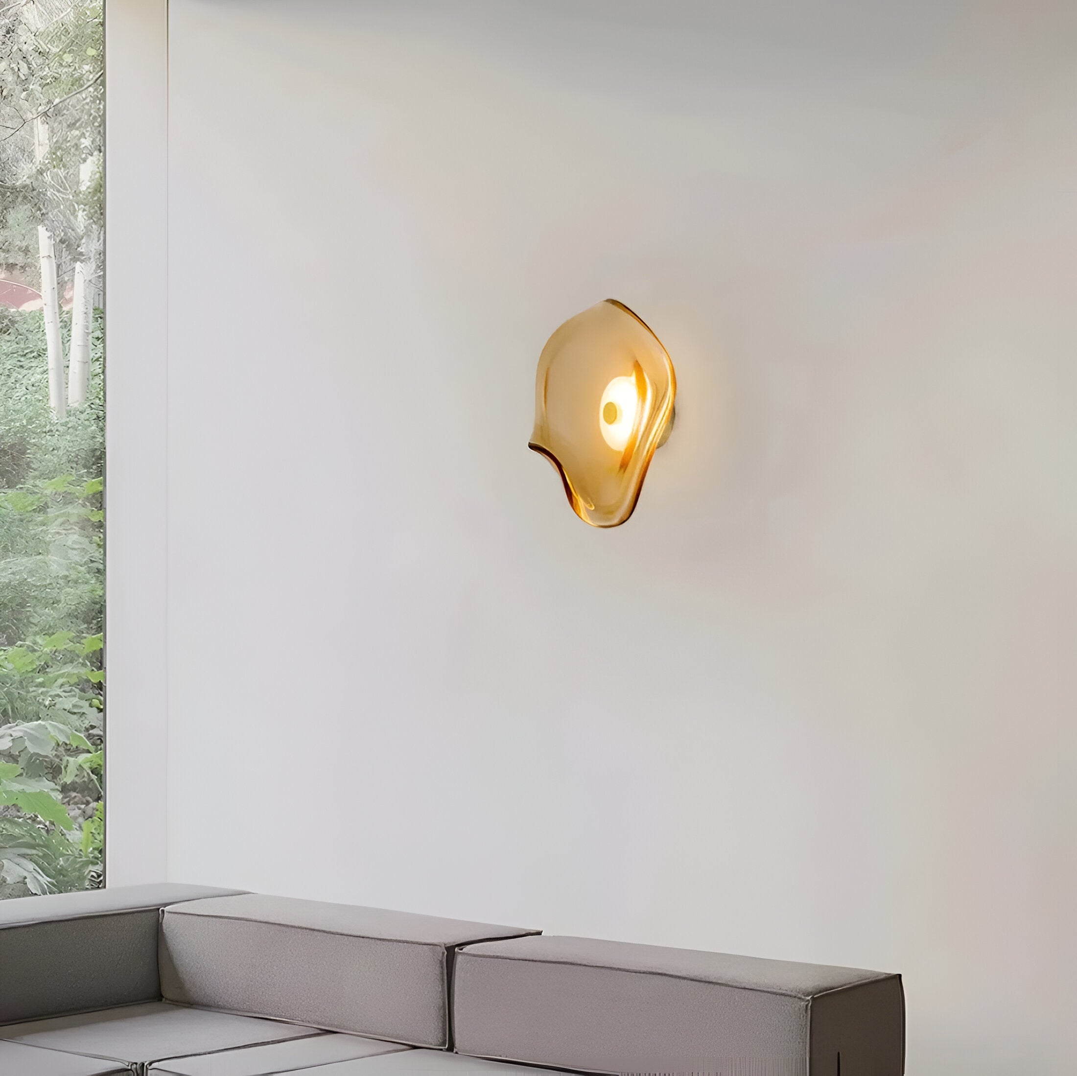 Wandlamp Gebogen Glas LED Sculpturaal Nordisch Goud Zwart 25cm Woonkamer Slaapkamer | Sansoti