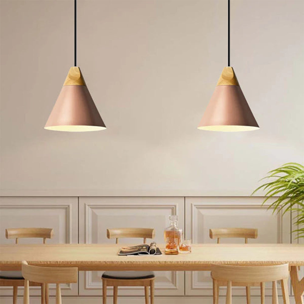 Suspension bois aluminium E27 colorée salle à manger salon cuisine lampe design moderne | Restfield