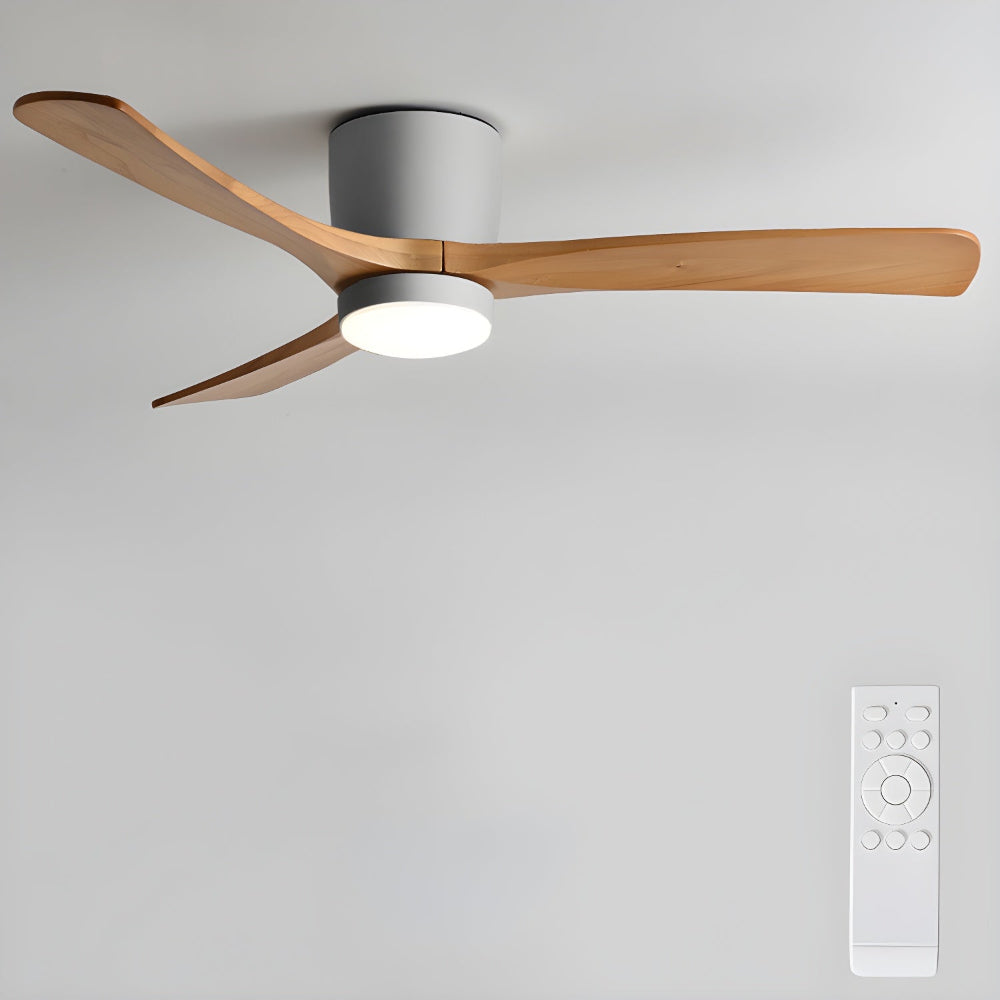 Moderne Plafondventilator Elena met Verlichting — Natuurhout & Zwart Exclusief Design | Sansoti