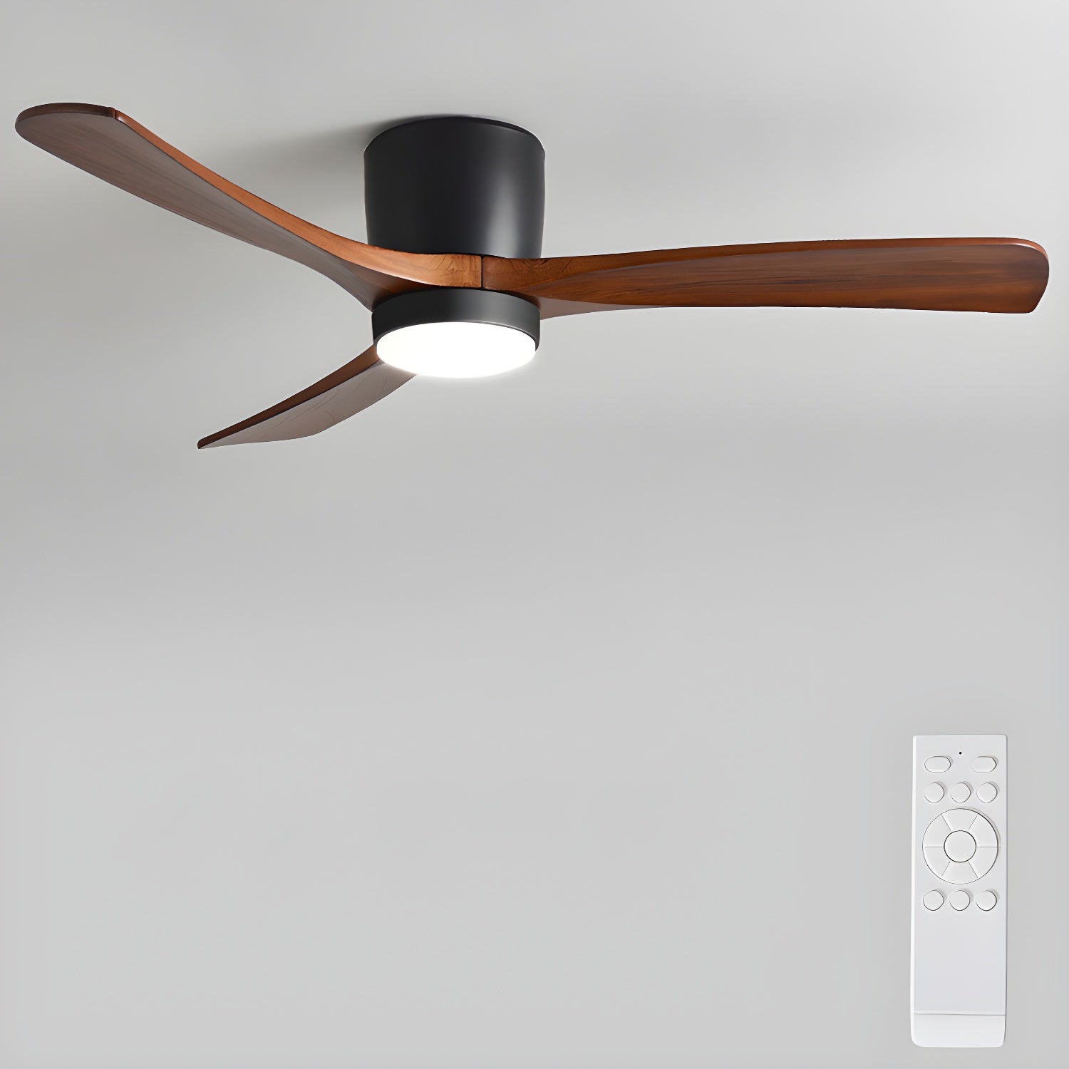 Plafondventilator met verlichting Scandinavisch houtdesign 106/122/132 cm dimbaar met afstandsbediening plafondventilator met LED-lamp houten bladen woonkamer slaapkamer eetkamer | Sansoti