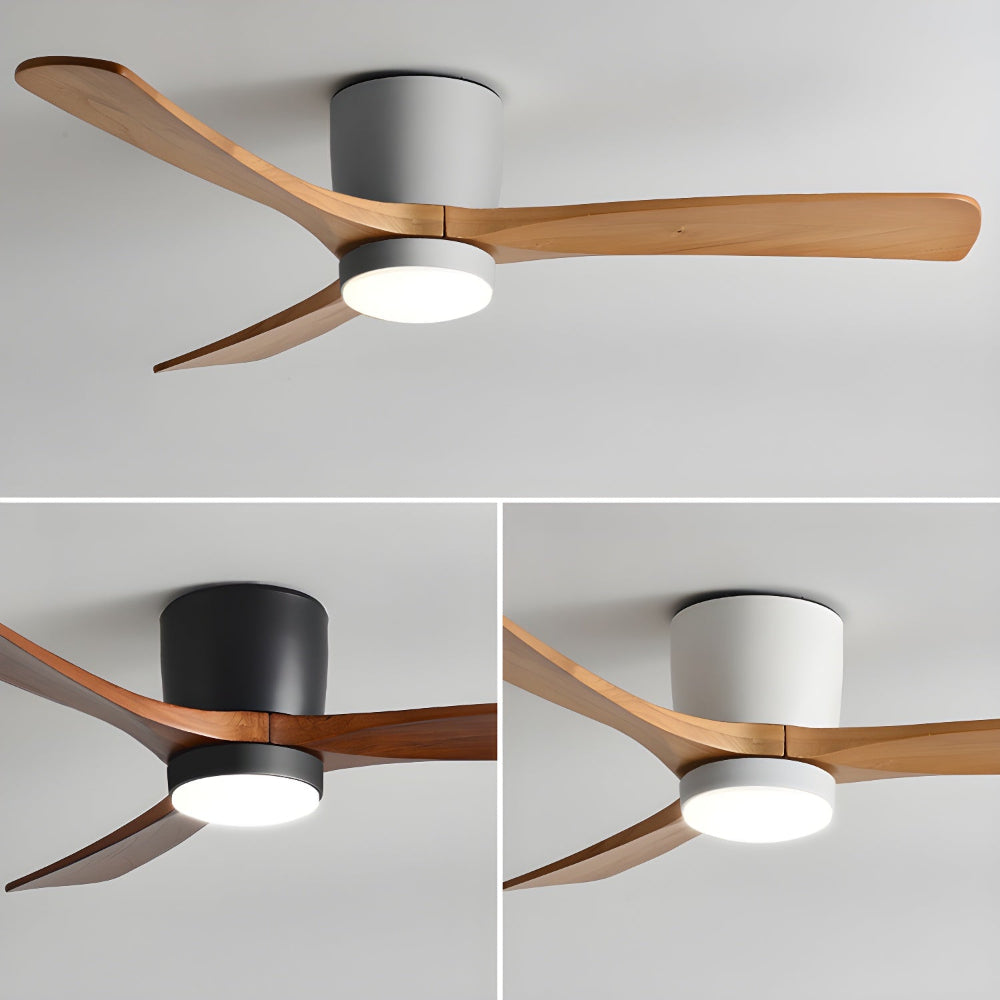 Moderne Plafondventilator Elena met Verlichting — Natuurhout & Zwart Exclusief Design | Sansoti