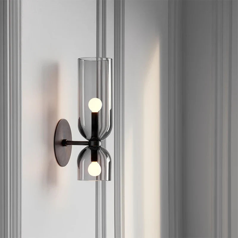 Glas-Wandleuchte Sanduhr bidirektionales Licht 35cm Tiefe, stimmungsvolle Beleuchtung für Flur, Schlafzimmer und Wohnzimmer | Sansoti