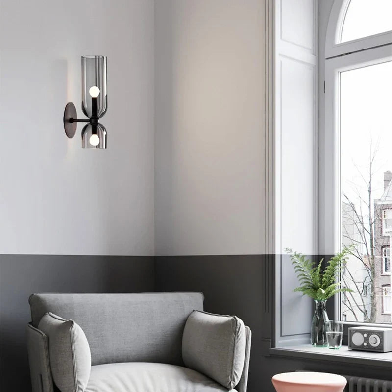 Glas-Wandleuchte Sanduhr bidirektionales Licht 35cm Tiefe, stimmungsvolle Beleuchtung für Flur, Schlafzimmer und Wohnzimmer | Sansoti