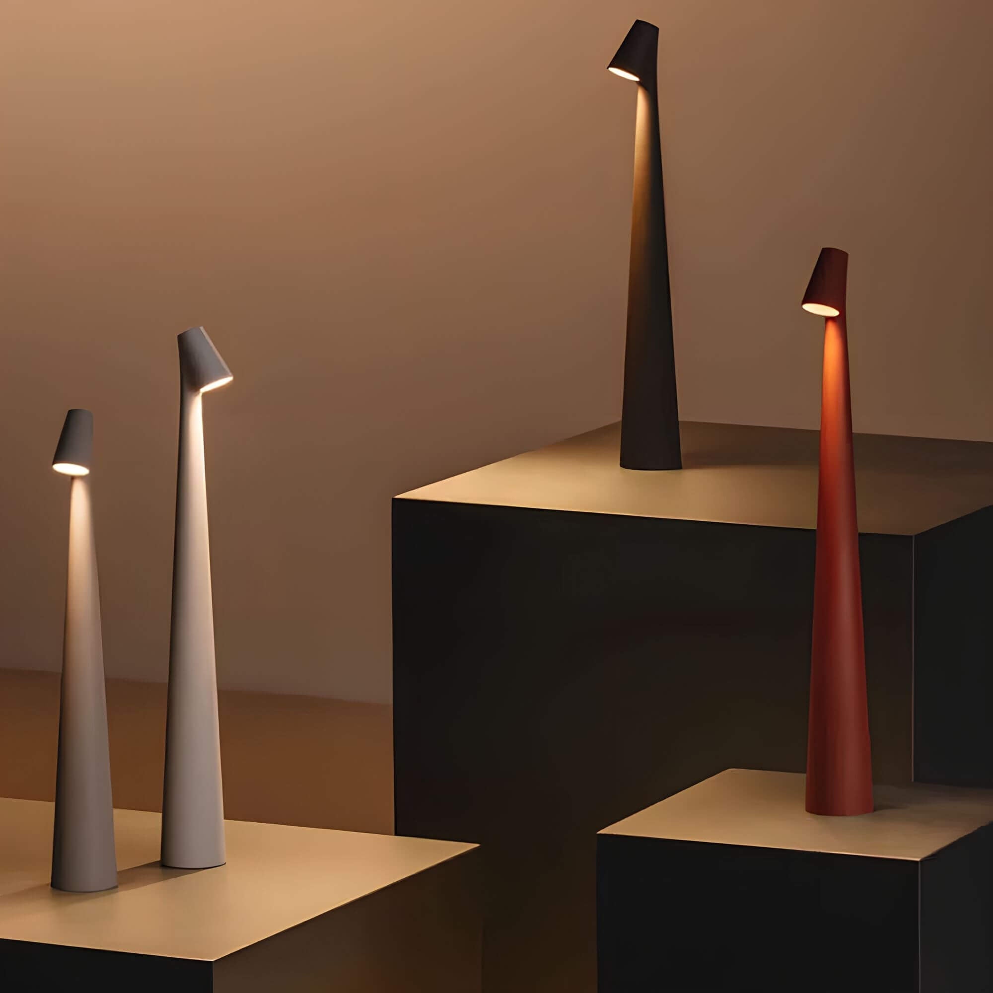 LED tafellamp dimbaar 15W zwart wit oranje modern interieur leeslamp sfeerverlichting designlamp slaapkamer woonkamer | Sansoti