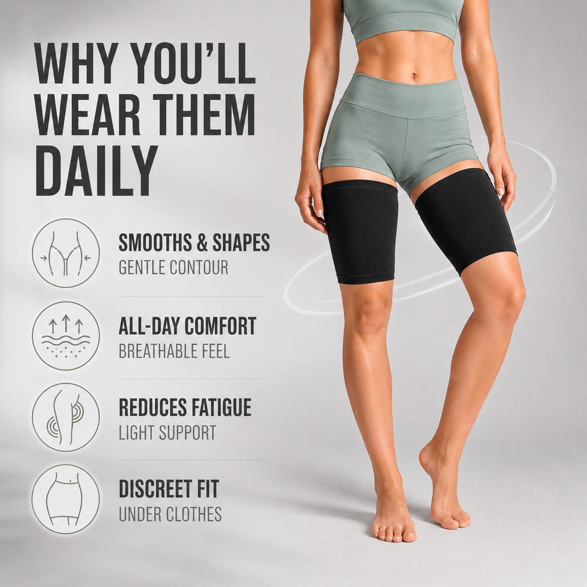 Ultra-Thin Compression Thigh Sleeves Beige Black Sports Support Unisex Breathable Fitness Training Running Sportswear | Sansoti