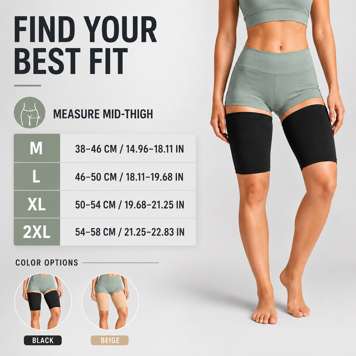 Ultra-Thin Compression Thigh Sleeves Beige Black Sports Support Unisex Breathable Fitness Training Running Sportswear | Sansoti