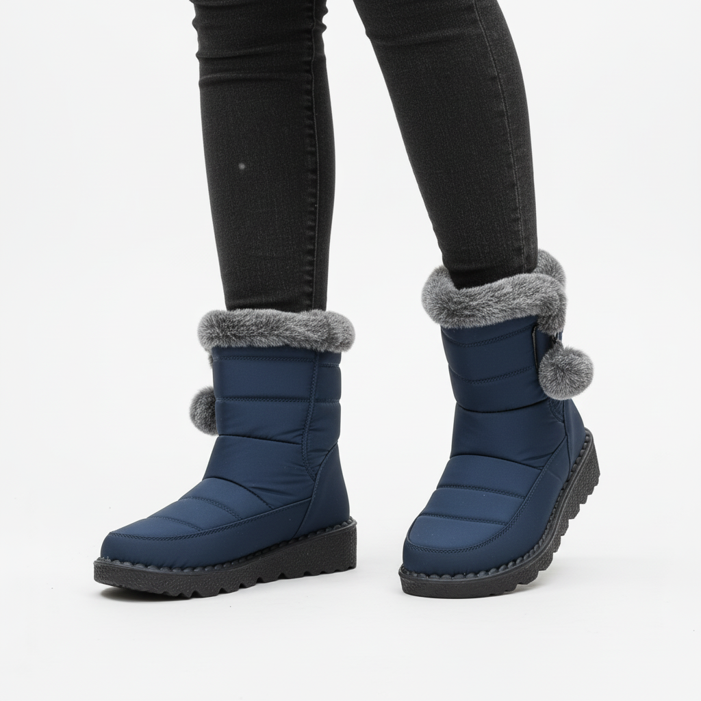 Gefütterte Winterstiefel Damen Wasserabweisend Klettverschluss Rutschfeste Schneestiefel Warm Gefüttert Komfortabel | Sansoti