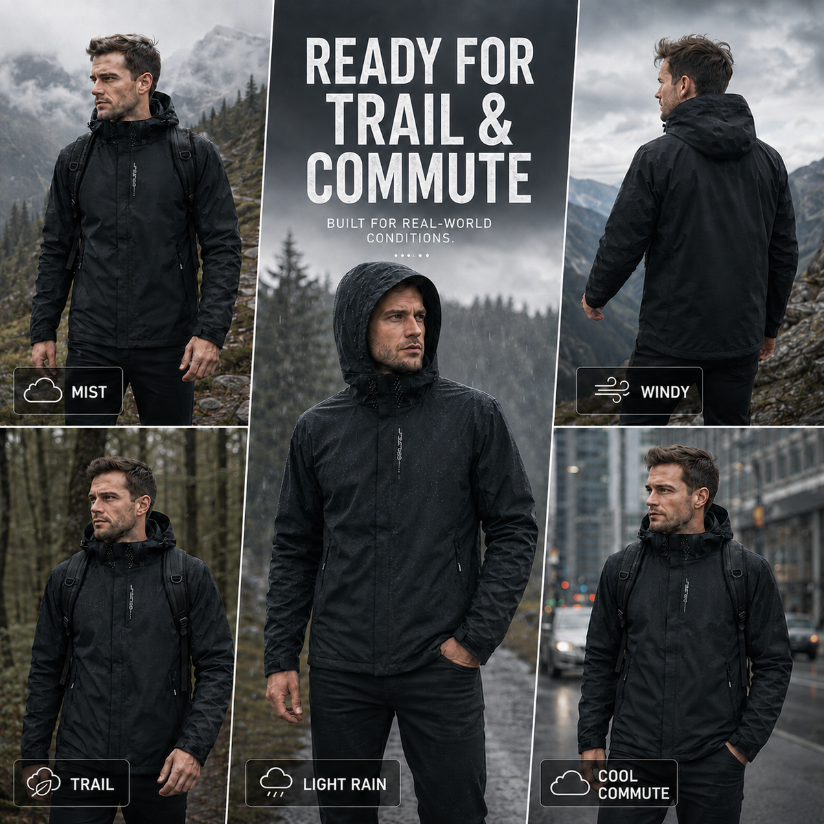 Imperméable imperméable pour femmes et hommes, léger, à capuche et respirant, pour la randonnée, la ville et les activités de plein air | Sansoti