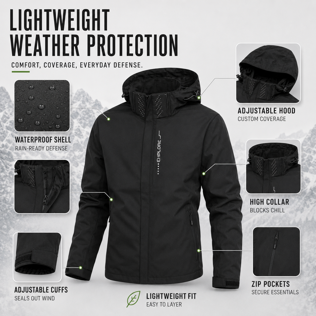 Imperméable imperméable pour femmes et hommes, léger, à capuche et respirant, pour la randonnée, la ville et les activités de plein air | Sansoti