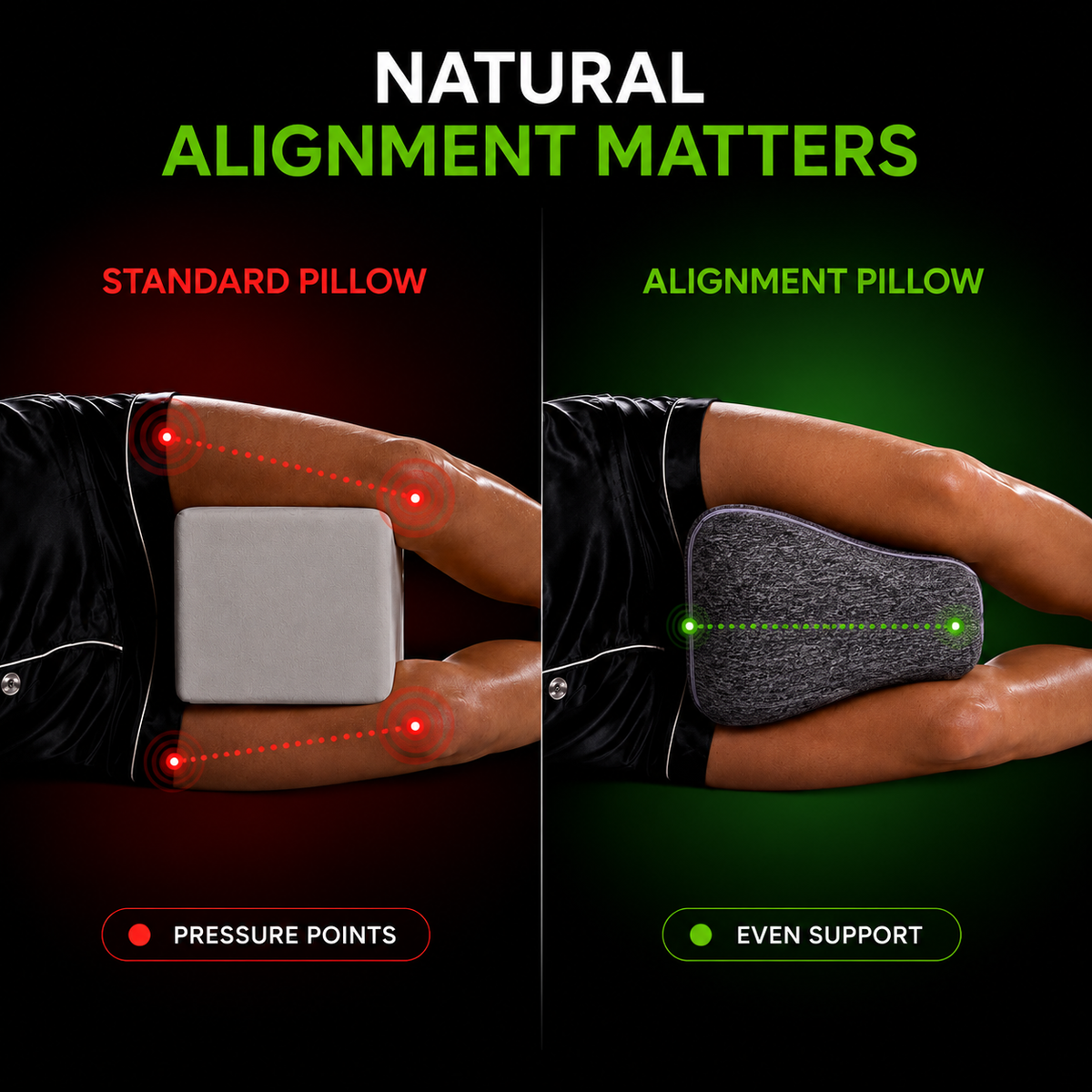 Ergonomic Leg Pillow for Side Sleepers Heart-Shaped Hip Relief Adjustable Strap Breathable Mesh Sleep Comfort | Sansoti
