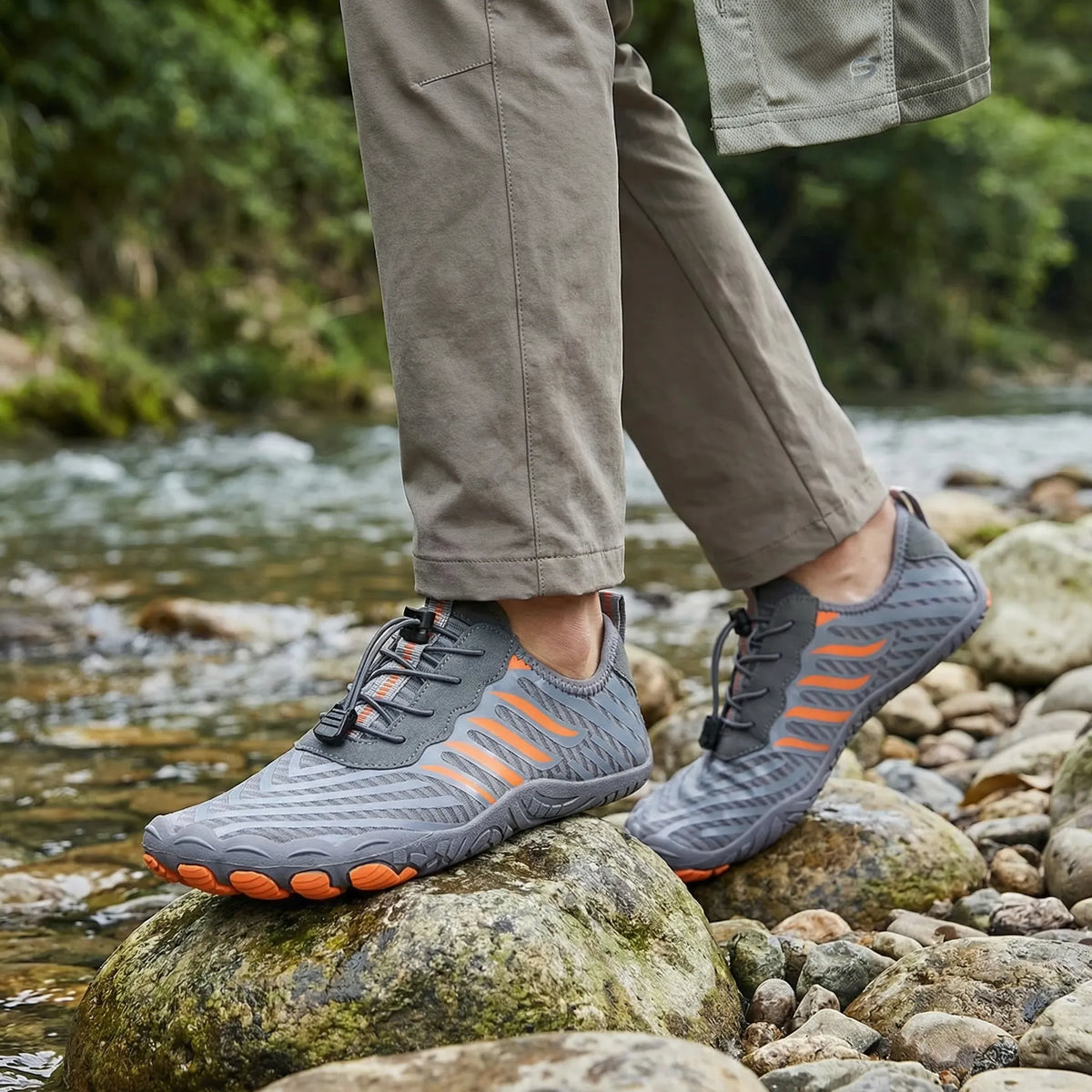Quick-Drying Unisex Water Shoes Flexible Barefoot Feel for Swimming, Walking and Cycling Beach Gray Black | Sansoti