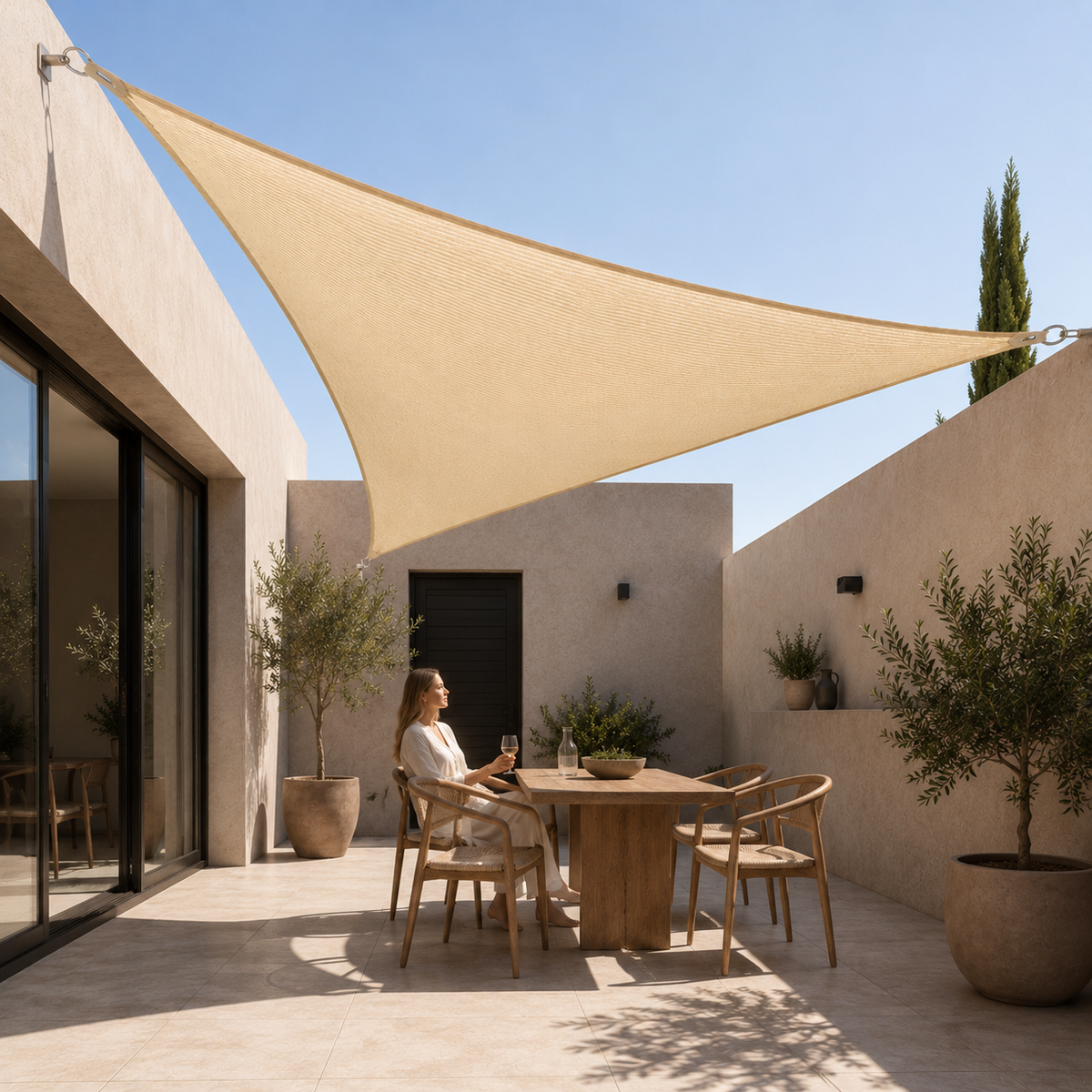 Driehoekig Schaduwzeil Waterdicht UV-Bescherming Tuin Terras Vierkant Zonwering Buiten Zonnedoek Schaduwdoek | Sansoti