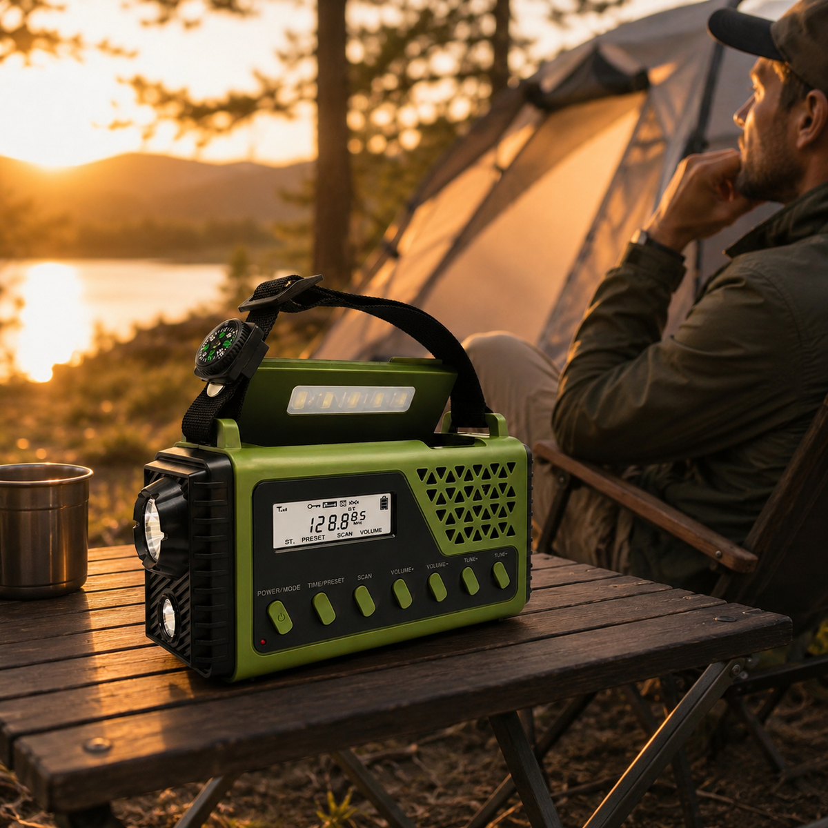 Notfallradio mit Kurbel, Solarbetrieb, Bluetooth, Powerbank und Taschenlampe, wiederaufladbar, 10000mAh für Camping | Sansoti