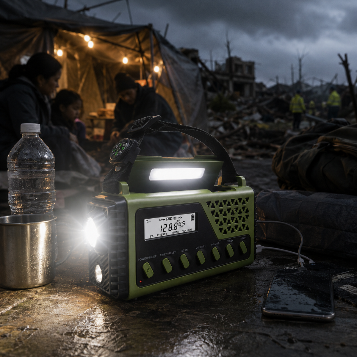 Notfallradio mit Kurbel, Solarbetrieb, Bluetooth, Powerbank und Taschenlampe, wiederaufladbar, 10000mAh für Camping | Sansoti