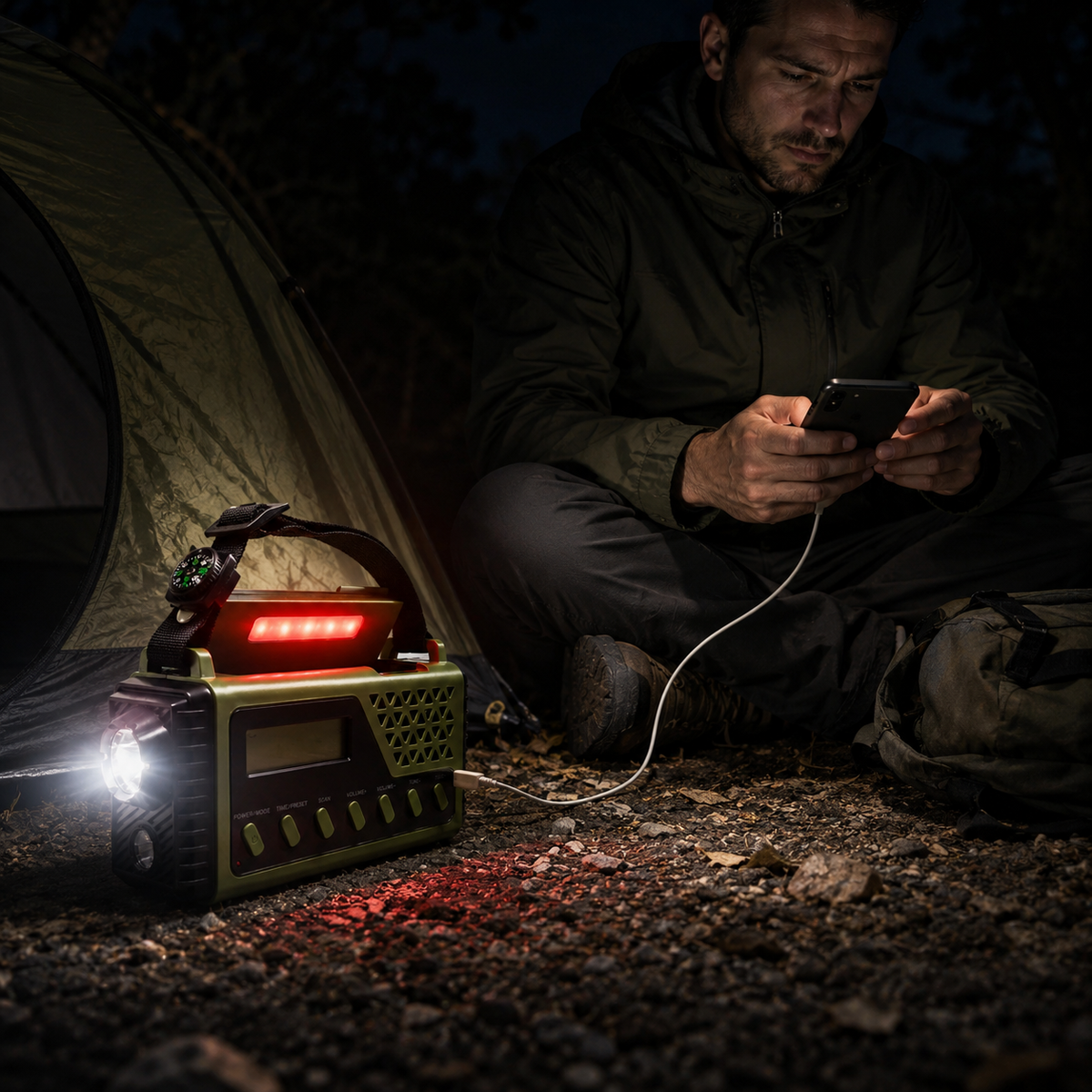 Notfallradio mit Kurbel, Solarbetrieb, Bluetooth, Powerbank und Taschenlampe, wiederaufladbar, 10000mAh für Camping | Sansoti