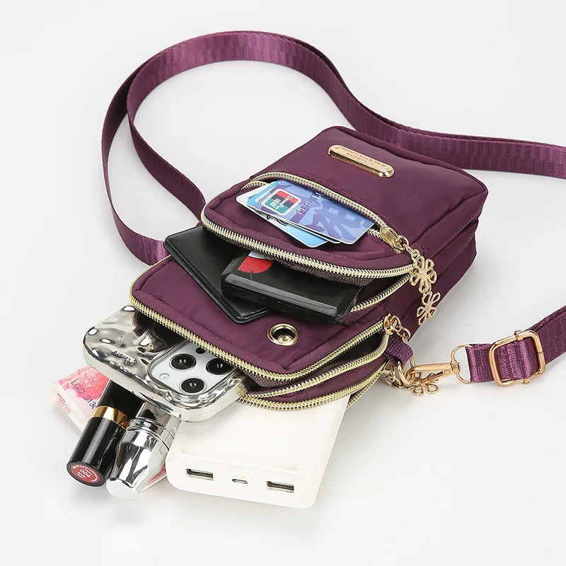 Compact Shoulder Bag with Zippered Compartments for Phone Keys Wallet Crossbody Carrying Bag Women Men | Sansoti