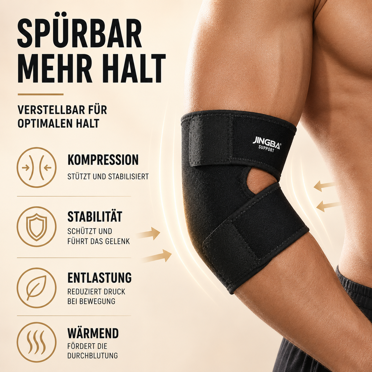 Verstelbare Elleboogbrace met Compressie voor Sport Herstel en Blessurepreventie Zwart One Size Volwassenen | Sansoti