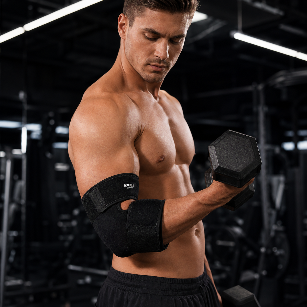 Verstelbare Elleboogbrace met Compressie voor Sport Herstel en Blessurepreventie Zwart One Size Volwassenen | Sansoti