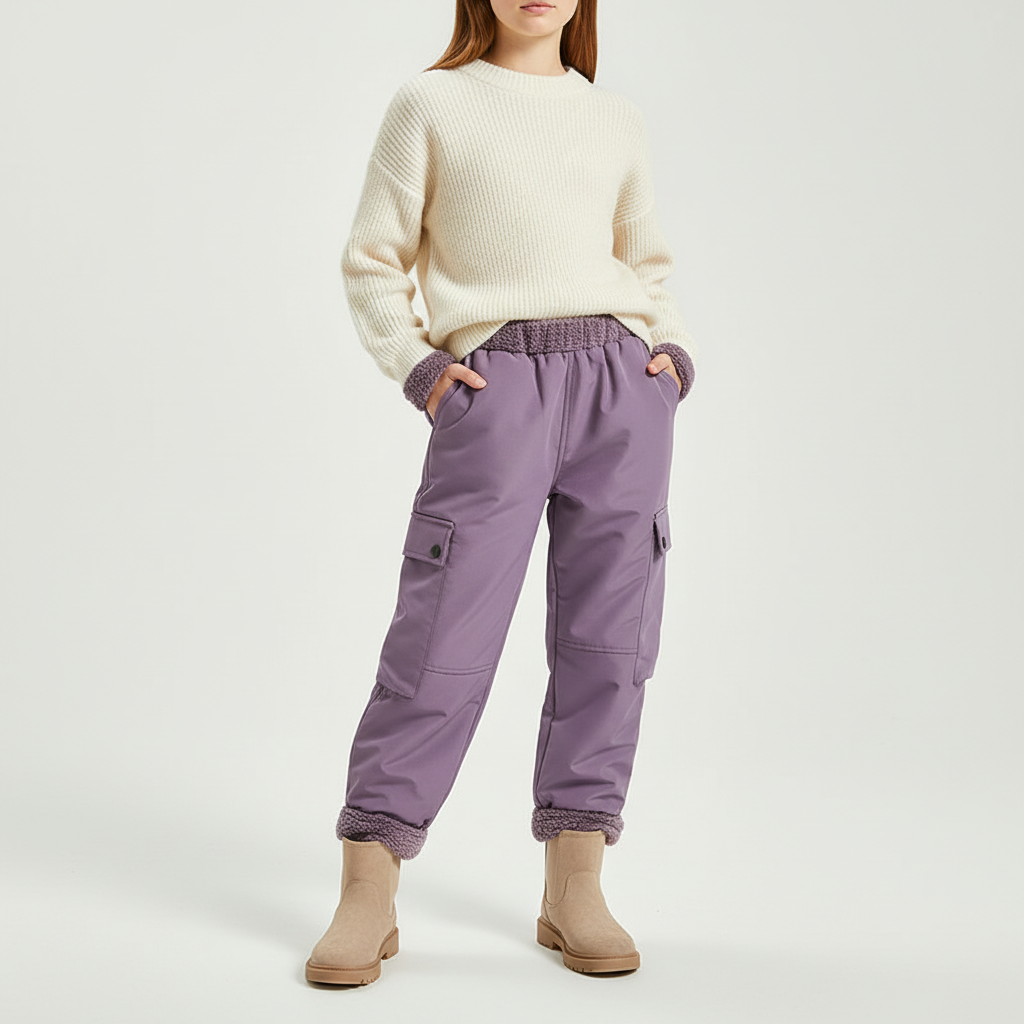 Gefütterte Winterhose für Kinder mit Fleece-Innenfutter und wasserabweisender Außenschicht, warme Outdoorbekleidung | Sansoti