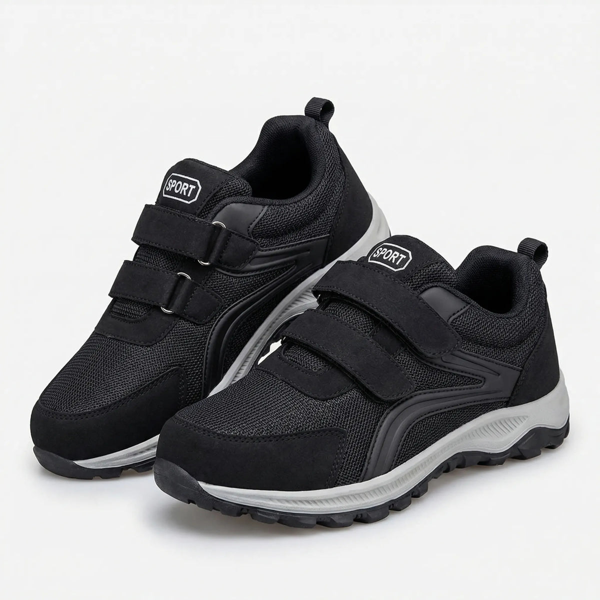 Orthopädische Wandersneaker für Herren, breite Passform, verstellbarer Klettverschluss, bequeme Alltagsschuhe zum Gehen | Sansoti