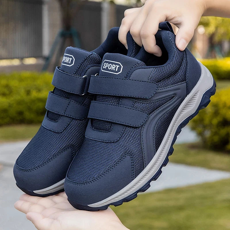 Orthopädische Wandersneaker für Herren, breite Passform, verstellbarer Klettverschluss, bequeme Alltagsschuhe zum Gehen | Sansoti