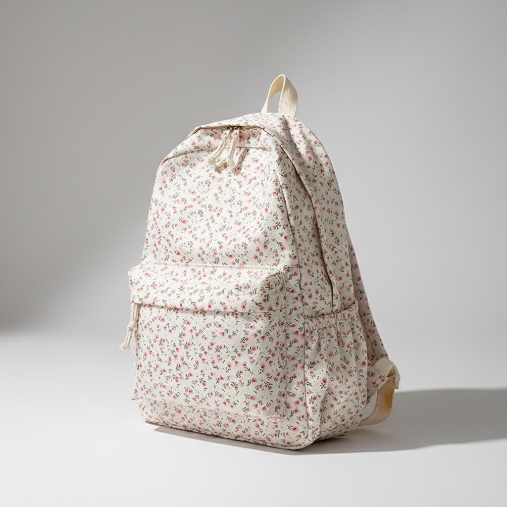 School Backpack with Floral Print Padded Shoulder Straps for Daily Use Studying Travel Laptop | Sansoti