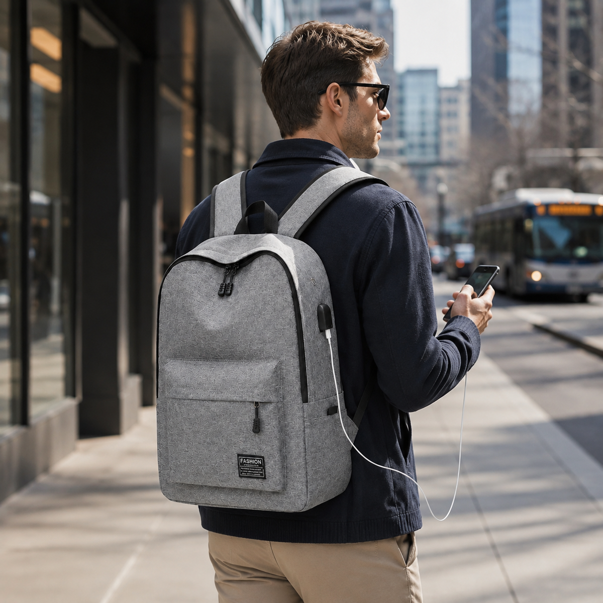 Minimalist 41cm Laptop Backpack, Daily Use, USB Charging Port, Adjustable, Padded, Functional | Sansoti