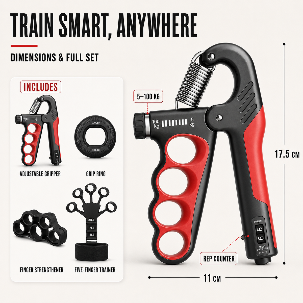 Adjustable Metal Hand Gripper Grip Strengthener Fitness Strength Training Rehabilitation Forearm Training Muscle Building | Sansoti