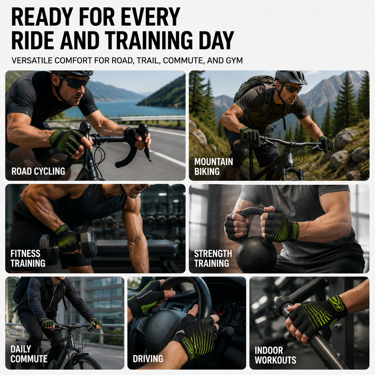 Fietshandschoenen Halfvinger met Gel Demping Ademend Antislip Comfort voor Mountainbike Racefiets MTB Wielrennen | Sansoti