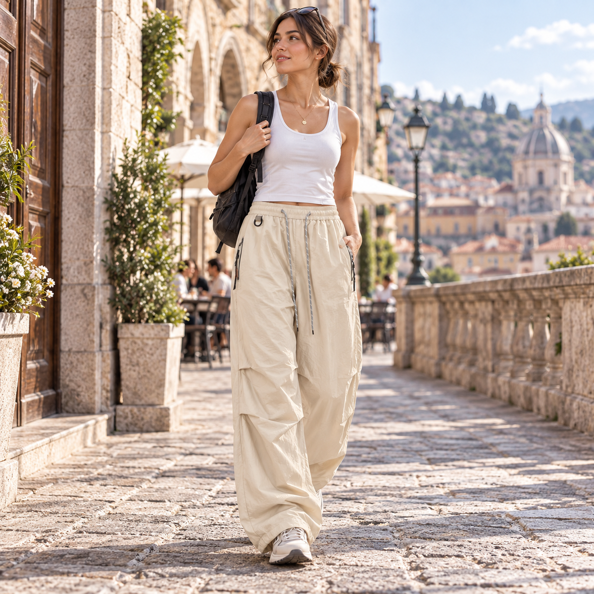 Wasserdichte Wanderhose für Damen mit elastischem Bund, verstellbaren Hosenbeinen, atmungsaktiv, für Outdoor, Hiking und Trekking | Sansoti