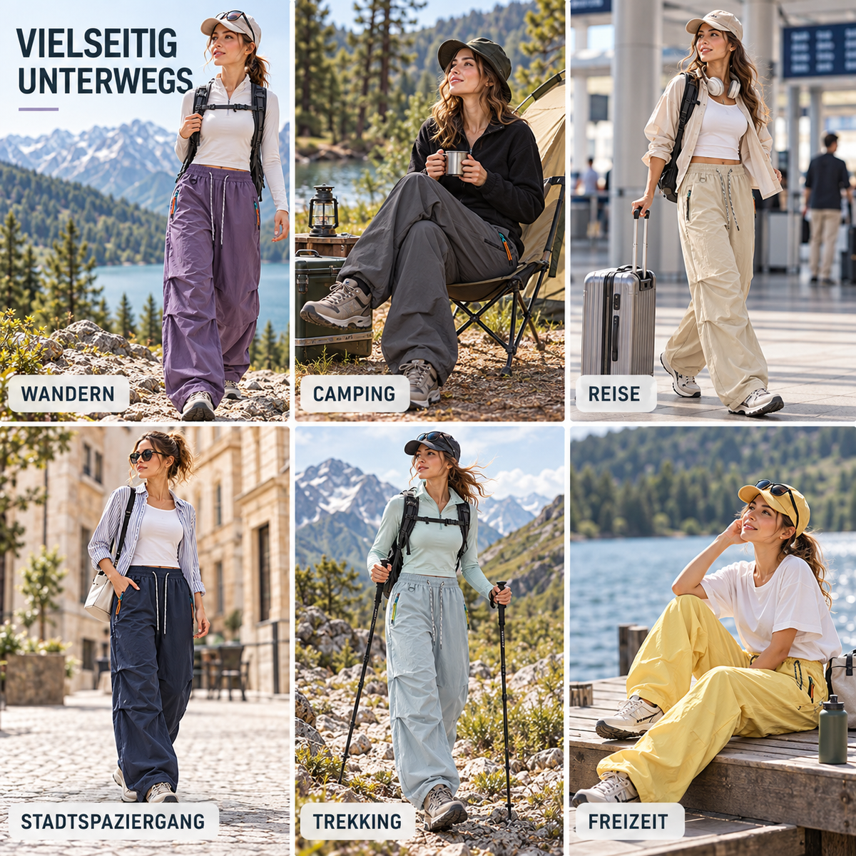 Wasserdichte Wanderhose für Damen mit elastischem Bund, verstellbaren Hosenbeinen, atmungsaktiv, für Outdoor, Hiking und Trekking | Sansoti