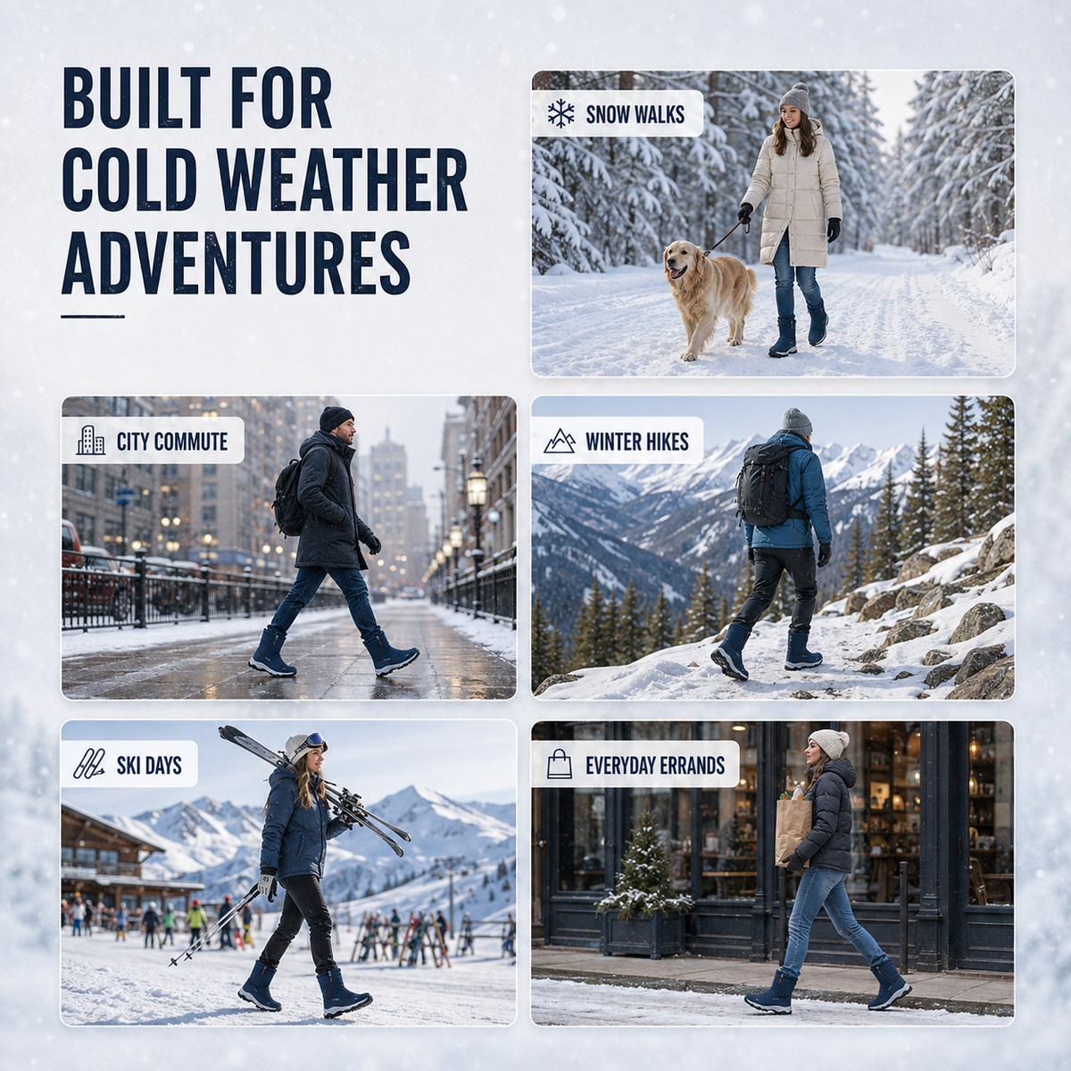 Insulated Winter Boots Waterproof with Anti-Slip Sole Snow Boots Warm-Lined Unisex Winter Outdoor | Sansoti