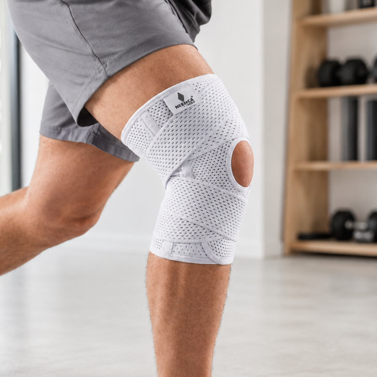 Adjustable Knee Brace with Side Stabilizers Breathable Mesh Joint Protection Sports Running Fitness | Sansoti