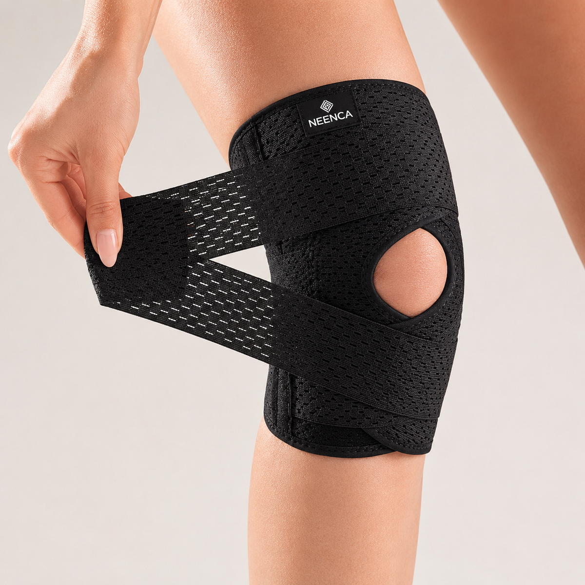 Adjustable Knee Brace with Side Stabilizers Breathable Mesh Joint Protection Sports Running Fitness | Sansoti