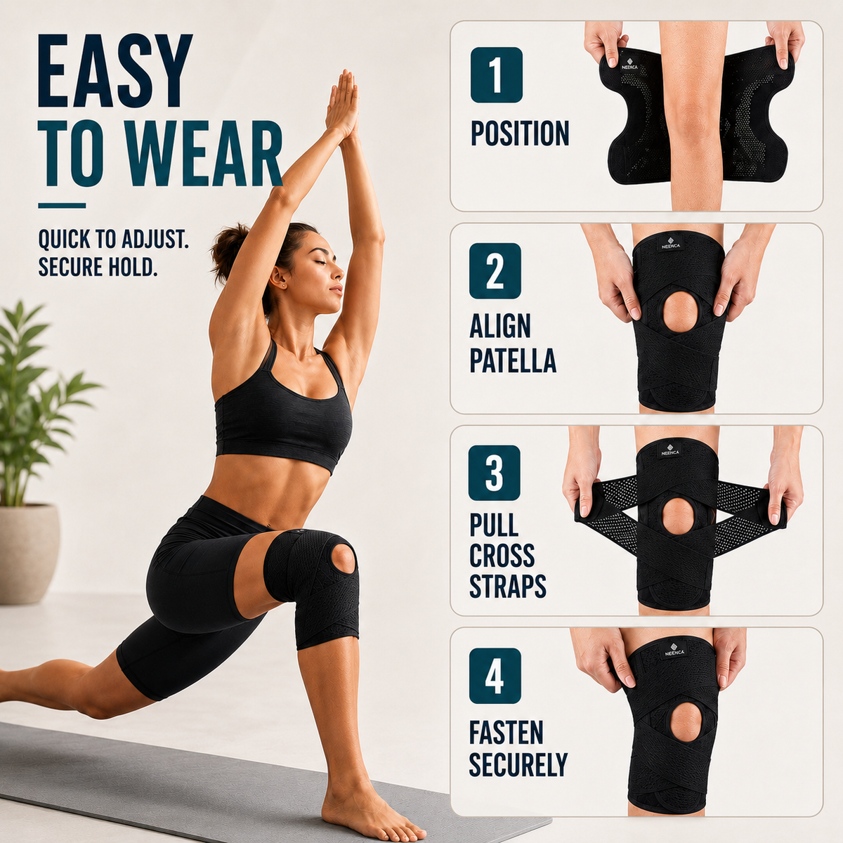 Adjustable Knee Brace with Side Stabilizers Breathable Mesh Joint Protection Sports Running Fitness | Sansoti