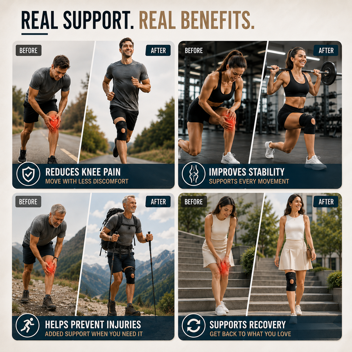 Adjustable Knee Brace with Side Stabilizers Breathable Mesh Joint Protection Sports Running Fitness | Sansoti