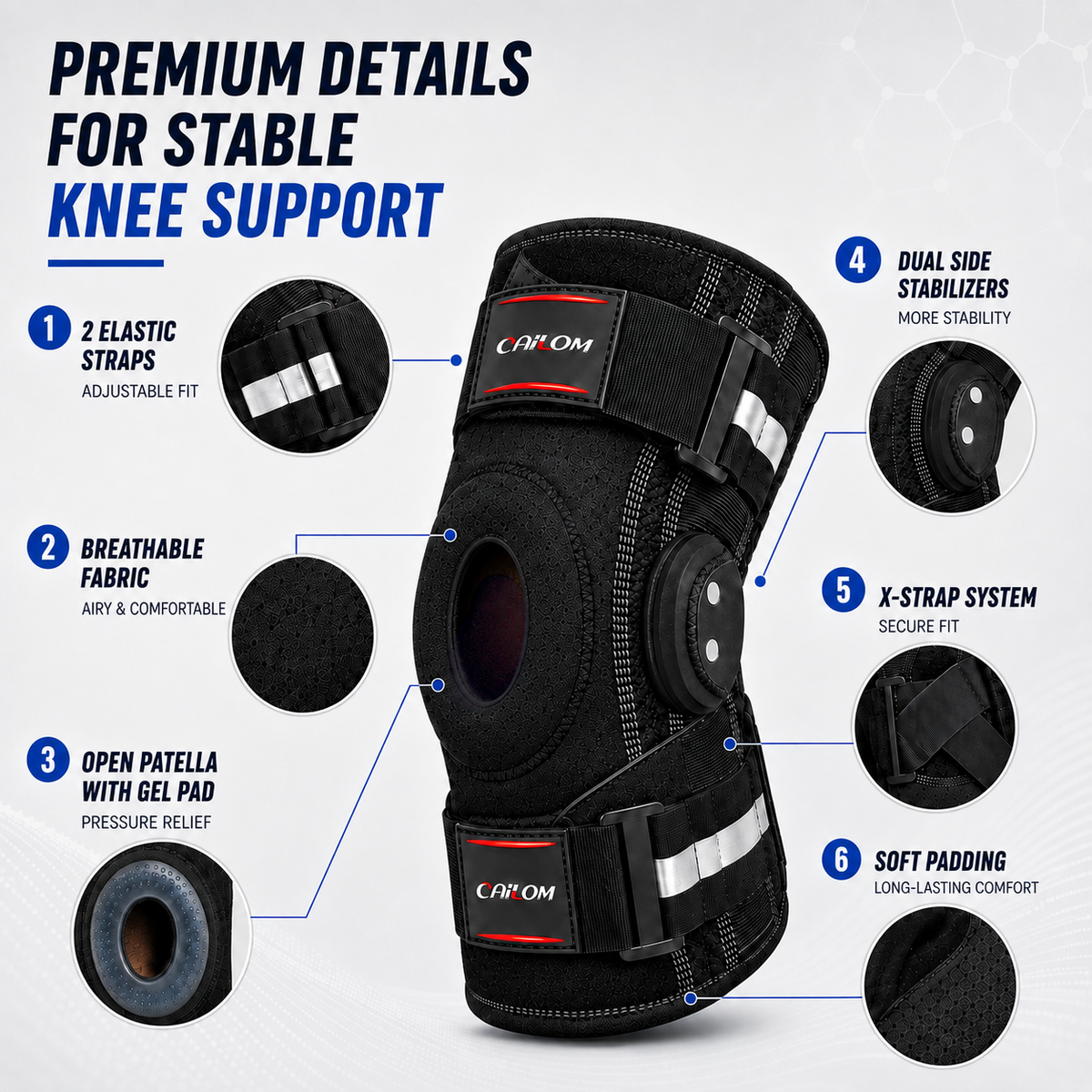 Hinged Knee Brace with Side Stabilizers for Joint Protection Pain Relief and Sports Support | Sansoti