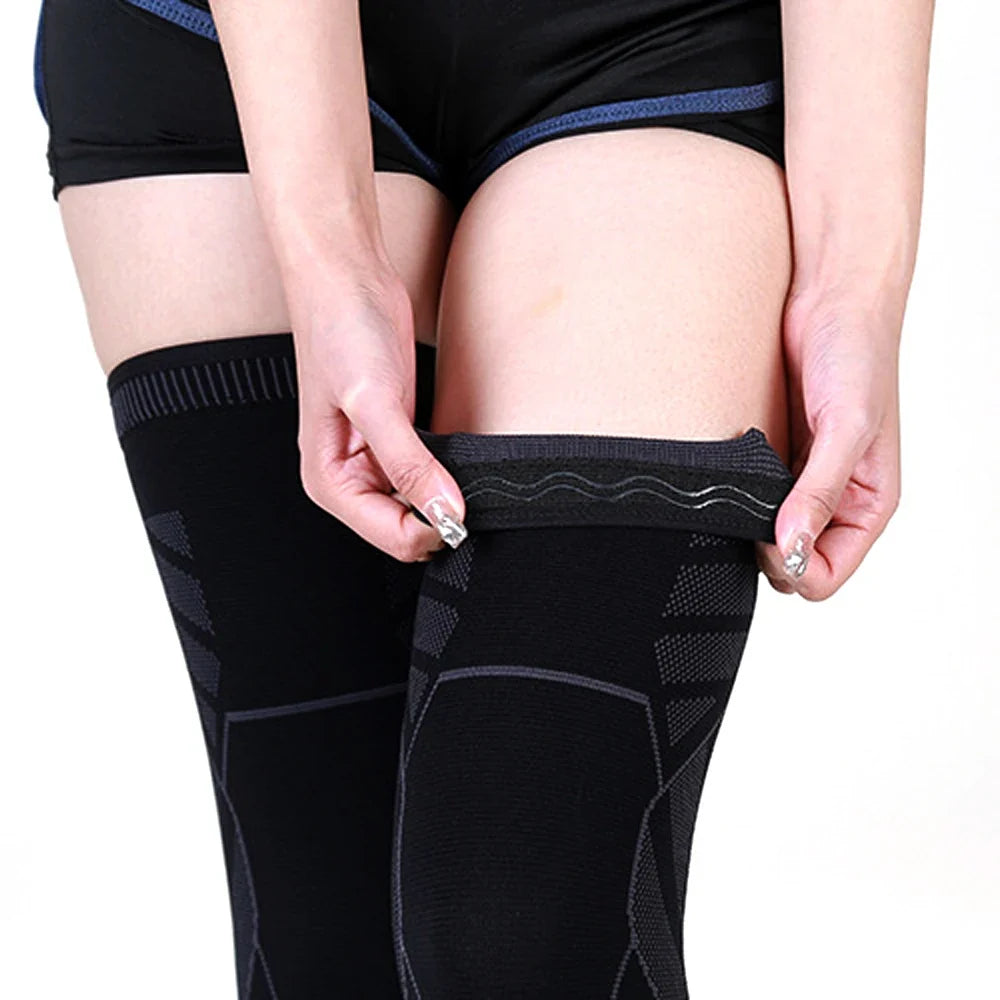 Full-Leg Compression Sleeve, Sports Support, Knee Stability, Black, Running, Fitness, Training | Sansoti