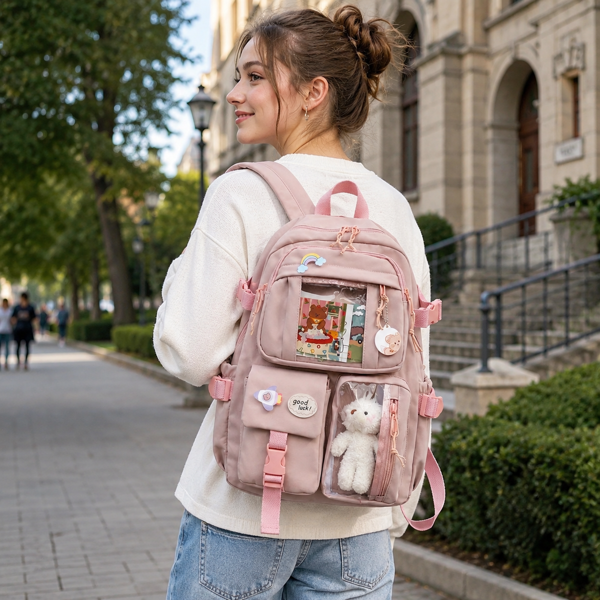 Studentenrucksack mit Laptopfach, ergonomische Schultasche, 20-35 l, aus Polyester, für den täglichen Gebrauch in Schule und Beruf | Sansoti