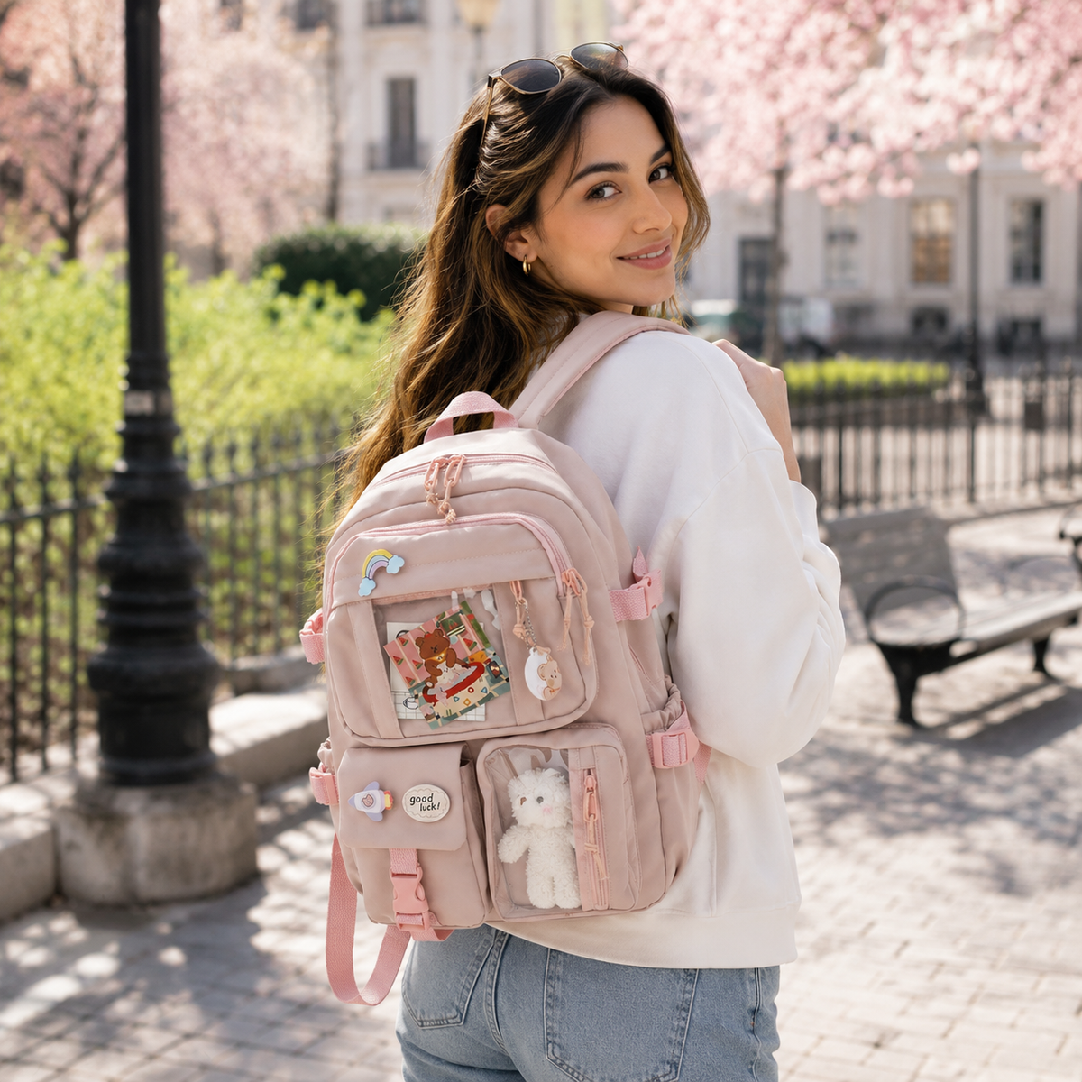 Studentenrucksack mit Laptopfach, ergonomische Schultasche, 20-35 l, aus Polyester, für den täglichen Gebrauch in Schule und Beruf | Sansoti