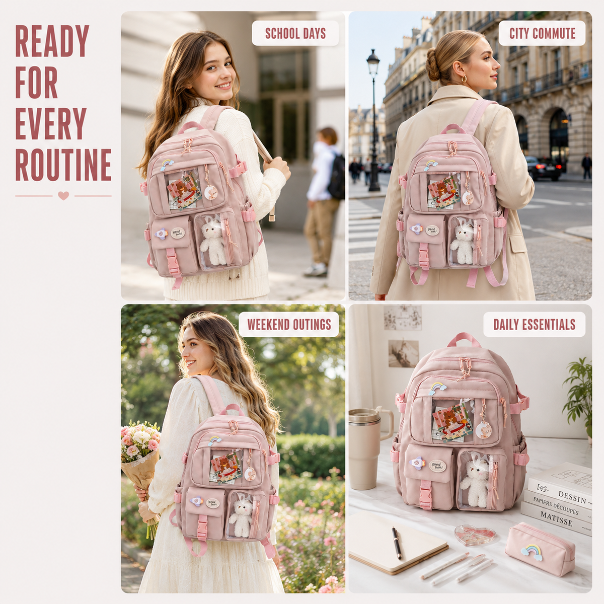 Studentenrucksack mit Laptopfach, ergonomische Schultasche, 20-35 l, aus Polyester, für den täglichen Gebrauch in Schule und Beruf | Sansoti
