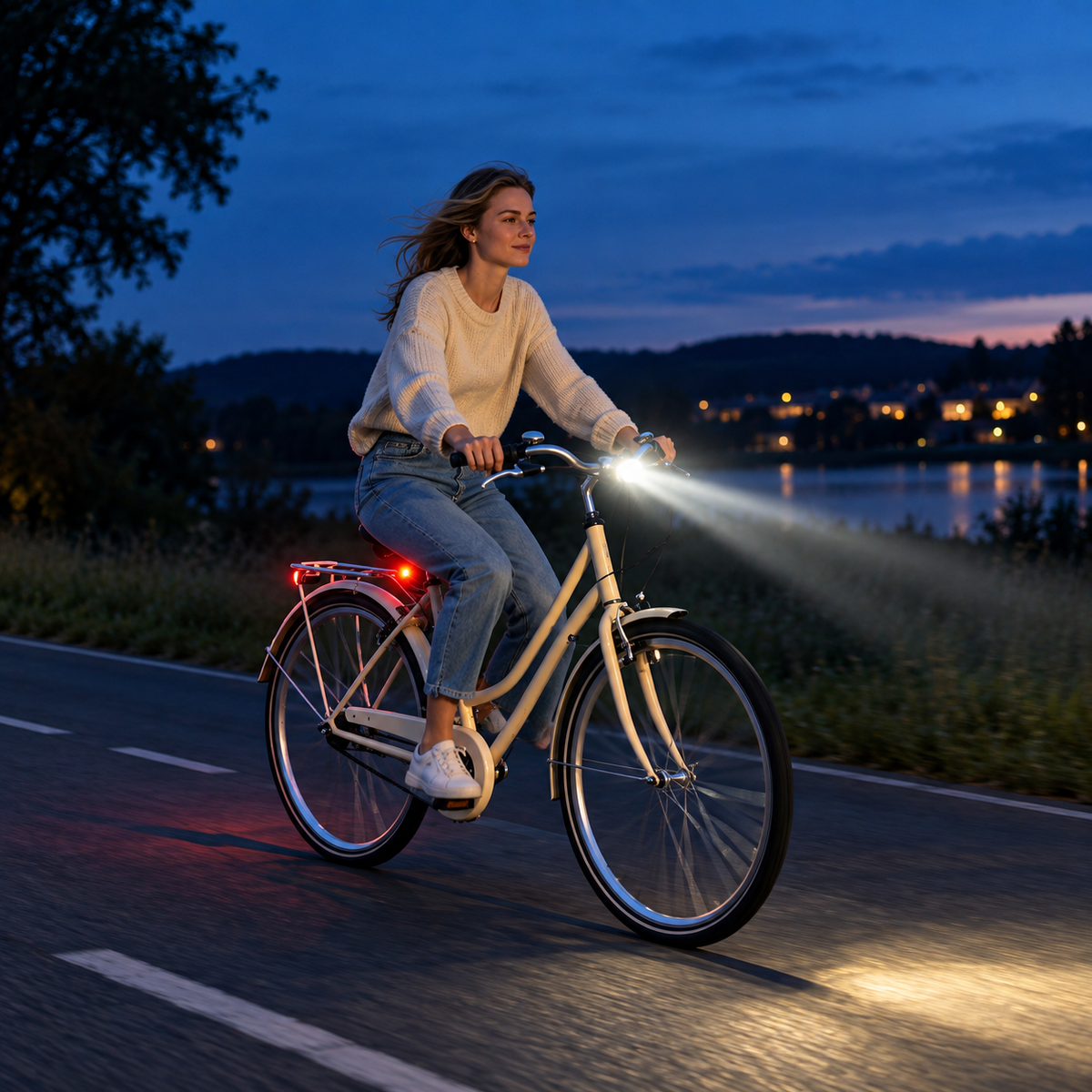 Rechargeable LED Bicycle Light Set Adjustable Beam Automatic Sensor Digital Battery Display Bicycle | Sansoti