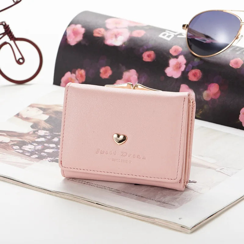 Compacte Portemonnee met Muntenvak Kunstleer Dames Vouwportemonnee Klein Opbergvakken Kaarthouder Clutch | Sansoti