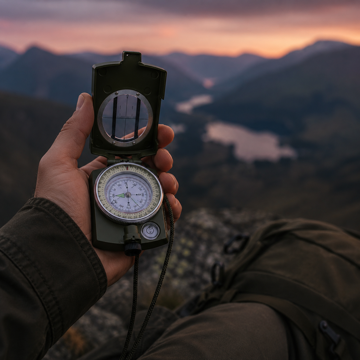 Folding Sighting Compass for Hiking, Camping, Outdoor Navigation, Emergency Tool, Precision, Waterproof | Sansoti