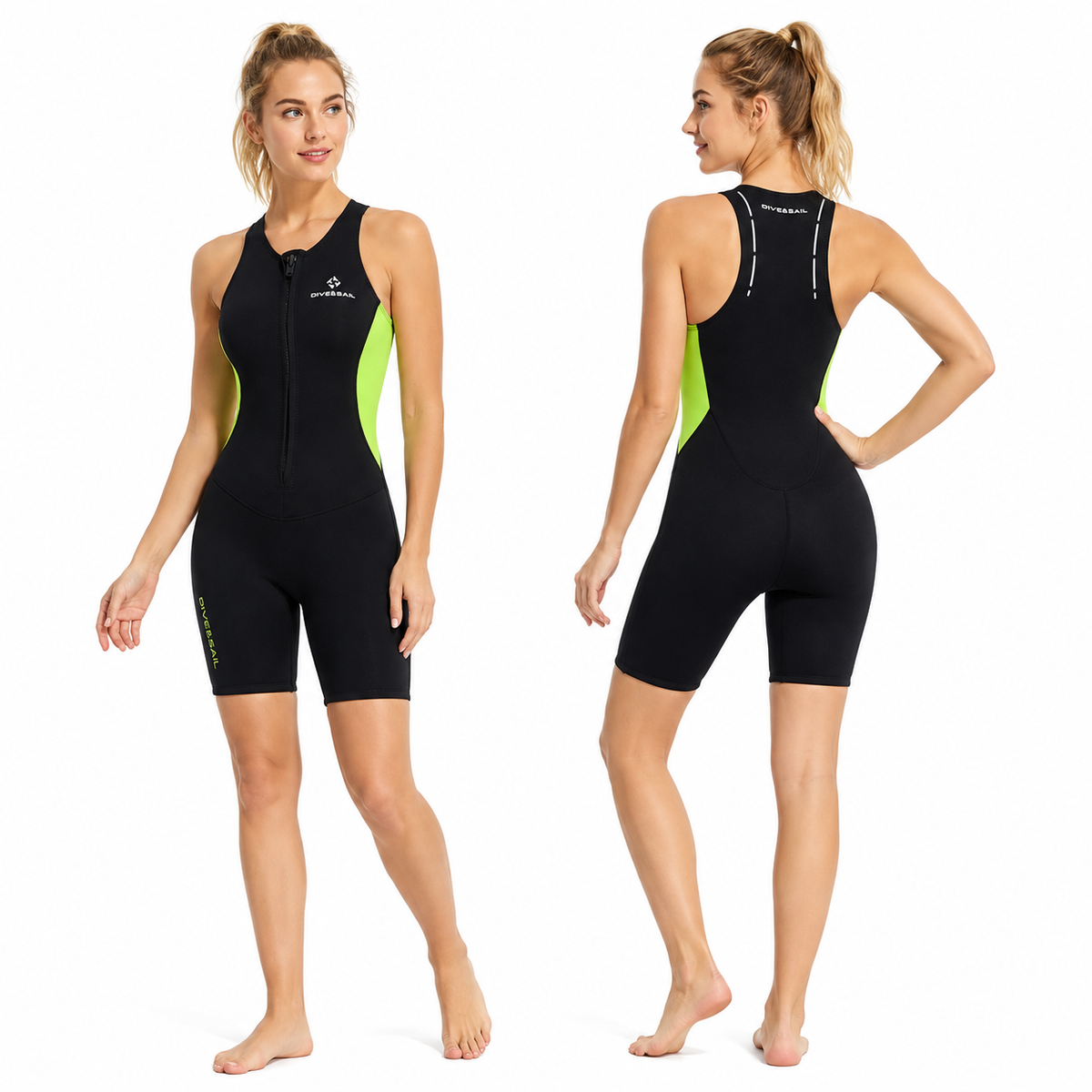 Ärmelloser Shorty-Neoprenanzug 2 mm für Wärme beim Schwimmen, Surfen, Schnorcheln und Tauchen in gemäßigten Gewässern | Sansoti