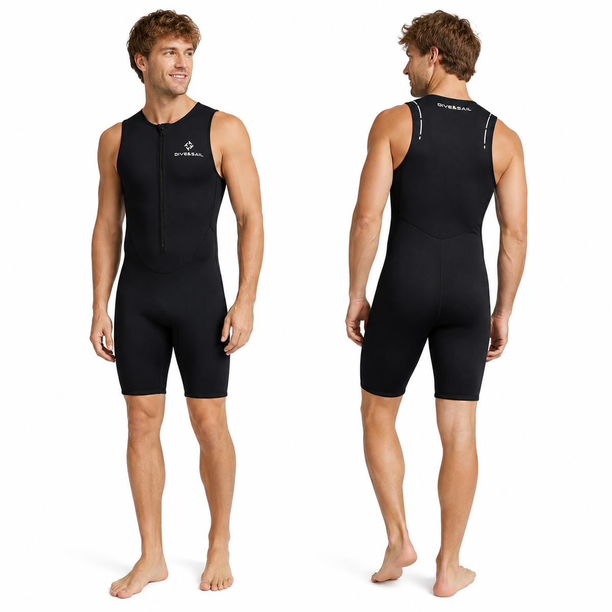 Ärmelloser Shorty-Neoprenanzug 2 mm für Wärme beim Schwimmen, Surfen, Schnorcheln und Tauchen in gemäßigten Gewässern | Sansoti