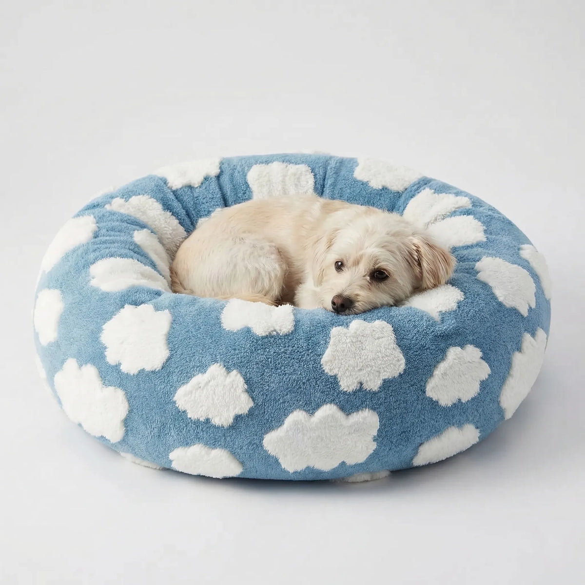 Round Dog Bed with High Rim Small Plush Cushion for Dogs Extra Soft Sleeping Place Comfortable Pet | Sansoti