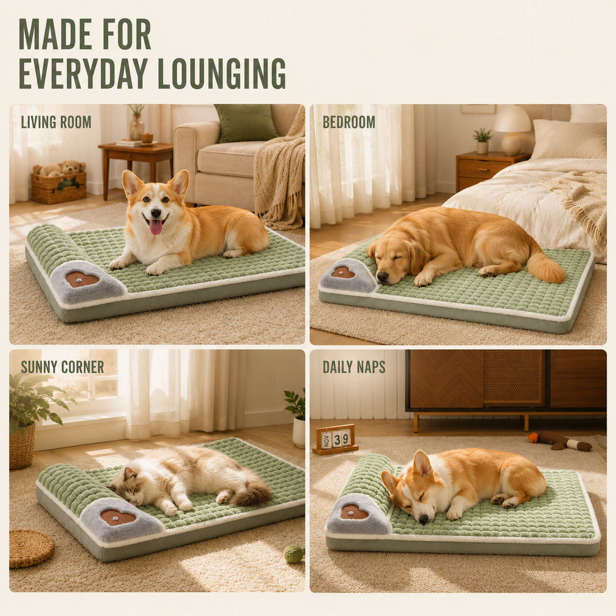Orthopedic Pet Bed Mat Memory Foam Dog Cat Removable Washable Non-Slip Comfort Sleeping Place XL | Sansoti