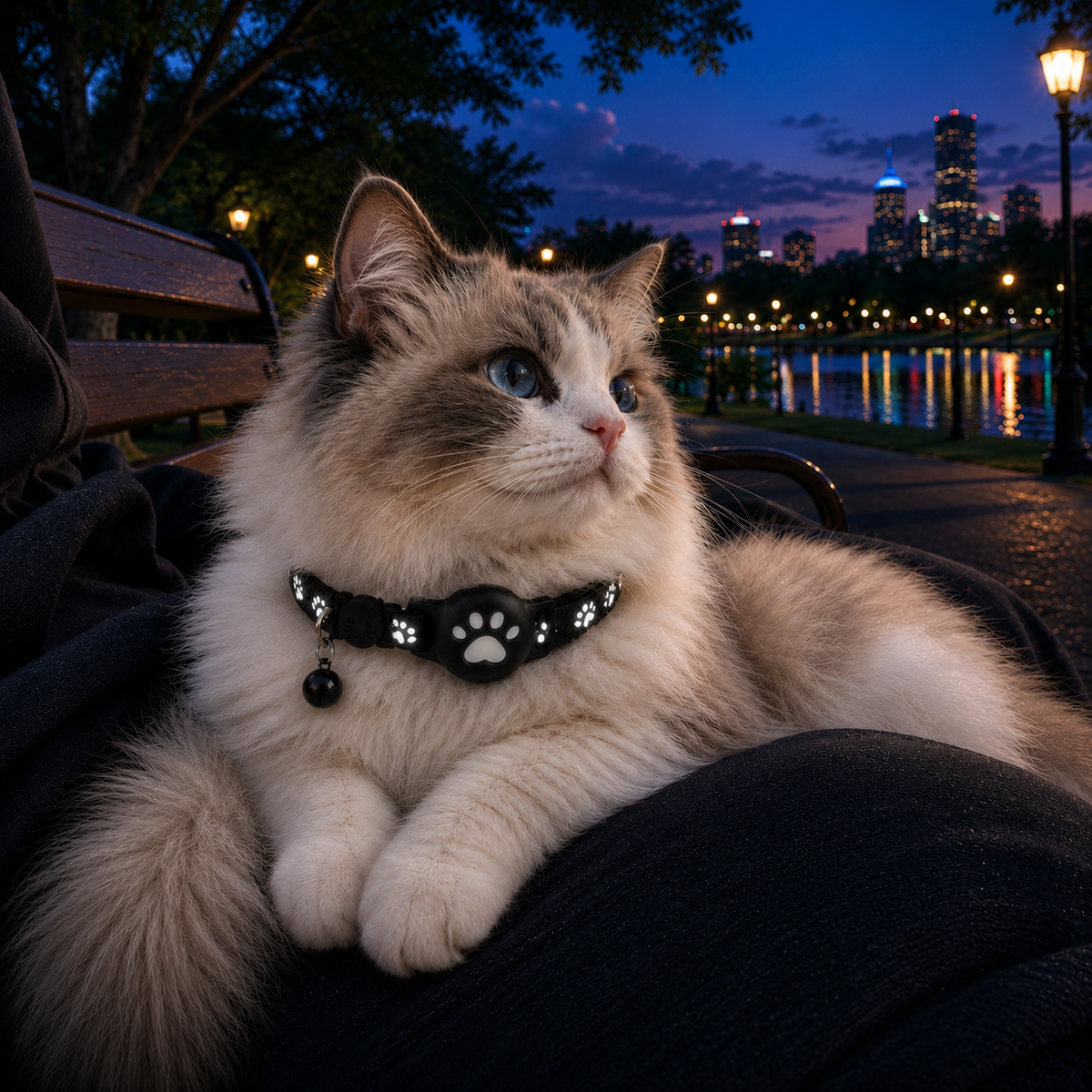 GPS Cat Collar with Live Tracker & App Adjustable Waterproof Reflective Safety Design for Cats | Sansoti